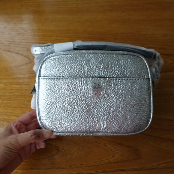 J.Crew Mini Metallic Silver Signet Leather H3877 crossbody Cross Body Bag - Picture 6 of 8